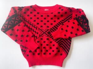 Kids Red and Black Vintage Sweater Size 6